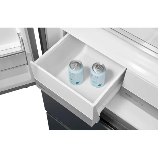 Midea MDRF600BIE70 No Frost side by side hűtőszekrény francia ajtós kialakítással, 276/159L, inverter kompresszor, 73.5x60x191 cm, sötét inox szín 