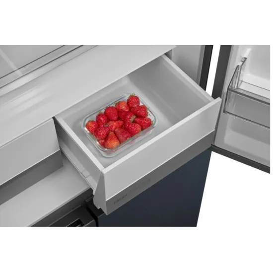 Midea MDRM587BIE70 No Frost side by side hűtőszekrény francia ajtós kialakítással, inverter motor, 276/150L, 75.3x60x191 cm, sötét inox szín 