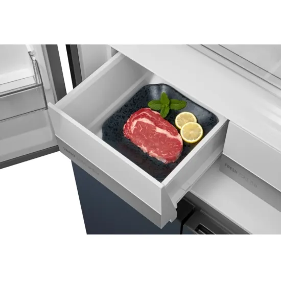 Midea MDRM587BIE70 No Frost side by side hűtőszekrény francia ajtós kialakítással, inverter motor, 276/150L, 75.3x60x191 cm, sötét inox szín 