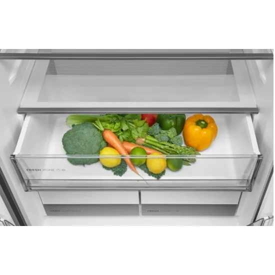 Midea MDRM587BIE70 No Frost side by side hűtőszekrény francia ajtós kialakítással, inverter motor, 276/150L, 75.3x60x191 cm, sötét inox szín 
