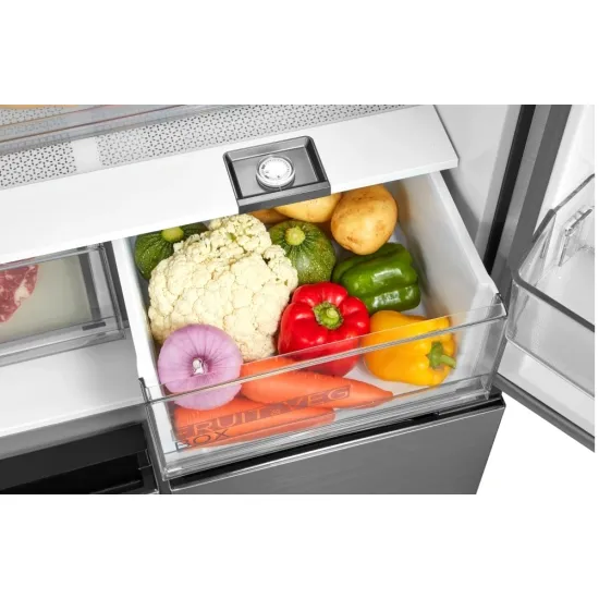 Midea MDRM691FIE46 No Frost side by side hűtőszekrény francia ajtós kialakítással, 345/170L, inverter motor, 83.3x65.3x189.8 cm, inox szín 