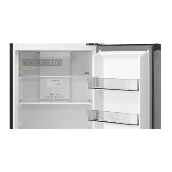 Midea MDRT385MTE46 No Frost felülfagyasztós kombinált hűtőszekrény, 206/60L, 54.5x61x165.7 cm, inox szín 