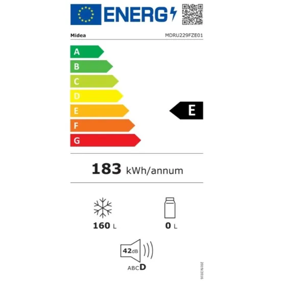 Midea MDRU229FZE01 fagyasztószekrény, 160L, 55x55x142 cm