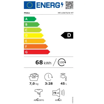 Midea MF110W70/W-HR elöltöltős mosógép, 7 kg, 59.5x40x85 cm