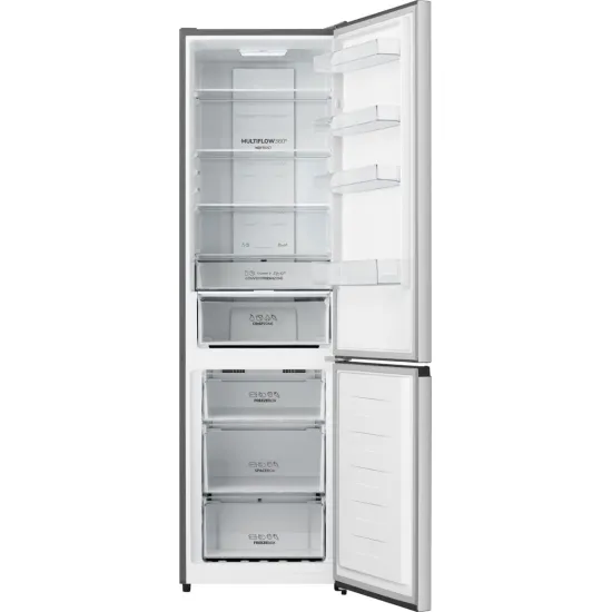 Gorenje NRK620DAXL4 No Frost Plus alulfagyasztós kombinált hűtőszekrény, inverteres kompresszor, 238/98L, 59.5x59x200.4 cm, szürke szín 