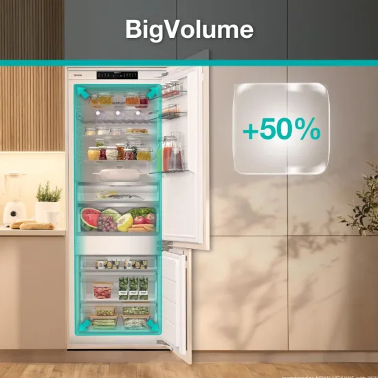 Gorenje NRKI619D61WFE No Frost Dual beépíthető alulfagyasztós kombinált hűtőszekrény, Wifi, 273/104L, inverter kompresszor, 69x54.5x193.6 cm