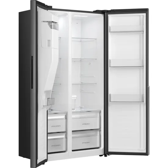 Gorenje NRS917E61BX No Frost Plus side by side hűtőszekrény, 347/181L, inverter kompresszor, 91.1x62.4x178.6 cm, fekete szín 