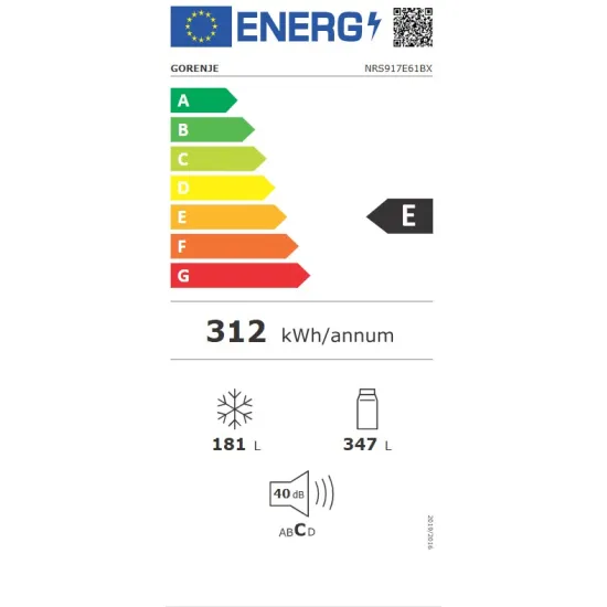 Gorenje NRS917E61BX No Frost Plus side by side hűtőszekrény, 347/181L, inverter kompresszor, 91.1x62.4x178.6 cm, fekete szín 