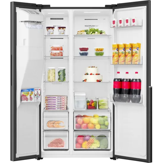 Gorenje NRS917E61BX No Frost Plus side by side hűtőszekrény, 347/181L, inverter kompresszor, 91.1x62.4x178.6 cm, fekete szín 