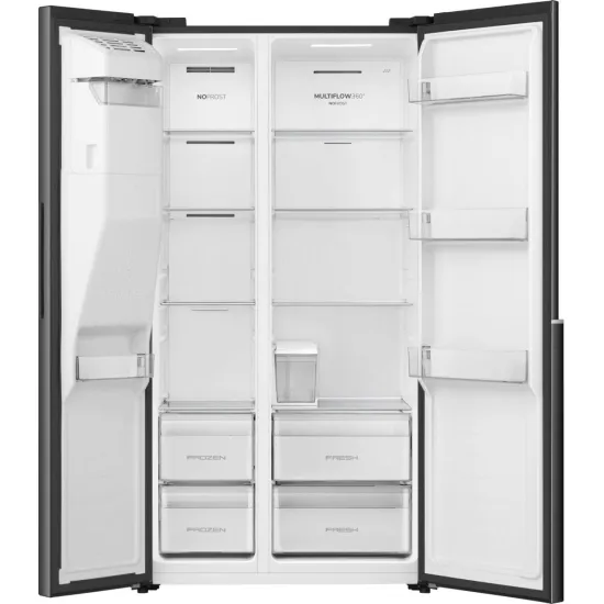 Gorenje NRS917E61BX No Frost Plus side by side hűtőszekrény, 347/181L, inverter kompresszor, 91.1x62.4x178.6 cm, fekete szín 