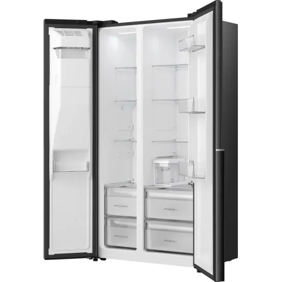 Gorenje NRS917E61BX No Frost Plus side by side hűtőszekrény, 347/181L, inverter kompresszor, 91.1x62.4x178.6 cm, fekete szín 