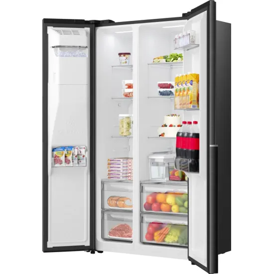Gorenje NRS917E61BX No Frost Plus side by side hűtőszekrény, 347/181L, inverter kompresszor, 91.1x62.4x178.6 cm, fekete szín 