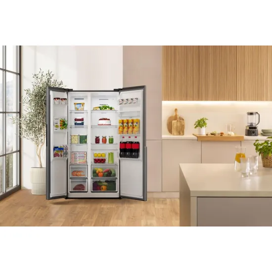 Gorenje NRS917E61X No Frost Plus side by side hűtőszekrény, 347/181L, inverter kompresszor, 91.1x6.5x178.6 cm, ezüst metál szín 