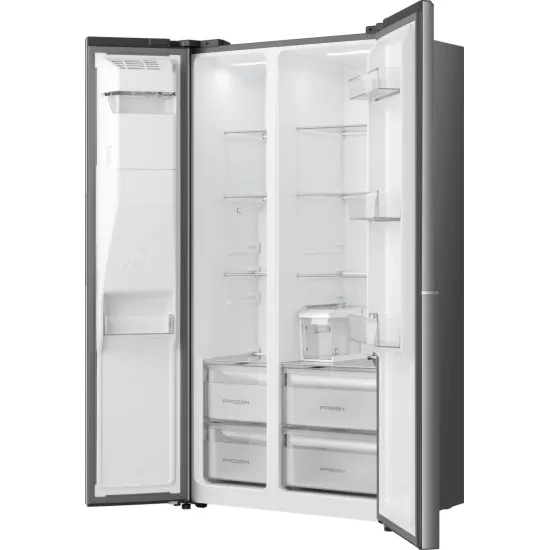Gorenje NRS917E61X No Frost Plus side by side hűtőszekrény, 347/181L, inverter kompresszor, 91.1x6.5x178.6 cm, ezüst metál szín 
