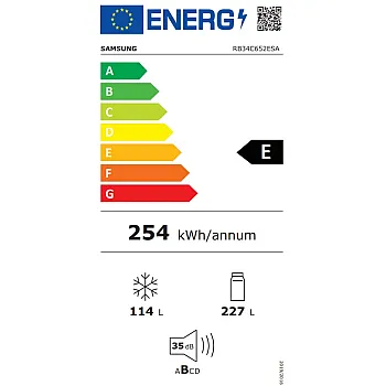 Samsung RB34C652ESA/EF No Frost alulfagyasztós kombinált hűtőszekrény, Wifi, Digitális Inverter Kompresszor, 227/114L, 59.5x65.8x185.3 cm, fémes grafit szín 