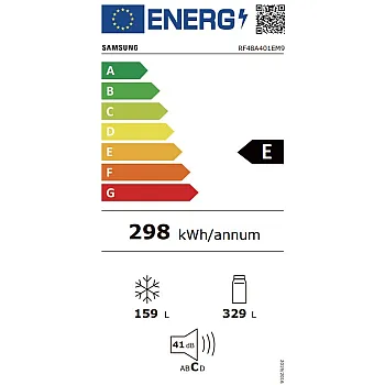 Samsung RF48A401EM9/EO No Frost side by side hűtőszekrény francia ajtós kialakítással, 329/159L, Digitális Inverter Kompresszor, 83.3x74x179.3 cm, matt ezüst szín 