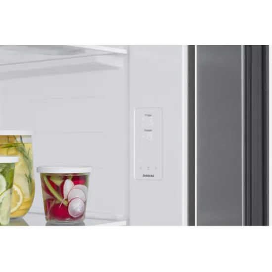Samsung RS57DG410EM9EO No Frost side by side hűtőszekrény, 370/208L, Digitalis Inverter Kompresszor, Wifi, 91.2x65.4x178 cm, matt ezüst szín