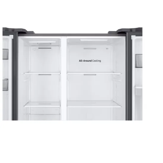 Samsung RS57DG410EM9EO No Frost side by side hűtőszekrény, 370/208L, Digitalis Inverter Kompresszor, Wifi, 91.2x65.4x178 cm, matt ezüst szín