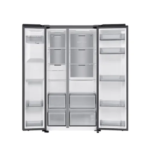 Samsung RS70F64KEFEO side by side hűtőszekrény, 420/220L, AI inverteres kompresszor, Wifi, 91.2x72.6x178.4 cm, fekete DOI szín 