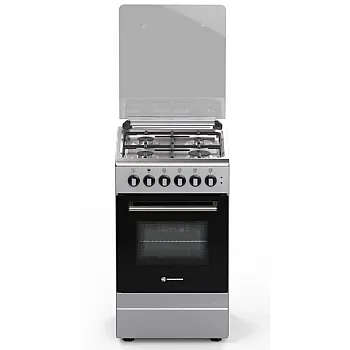 Novacook T50GE INX kombinált tűzhely, 46L, szikragyújtás, fém dísztető, 50x60x87 cm, inox szín 