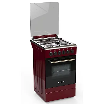 Novacook T50GE RED kombinált tűzhely, 46L, szikragyújtás, fém dísztető, 50x60x87 cm, meggypiros szín 