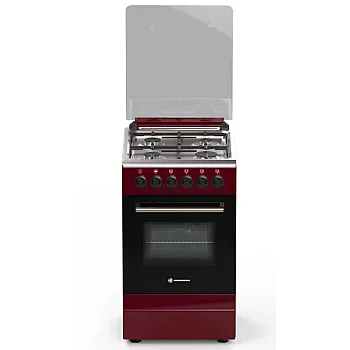 Novacook T50GE RED kombinált tűzhely, 46L, szikragyújtás, fém dísztető, 50x60x87 cm, meggypiros szín 