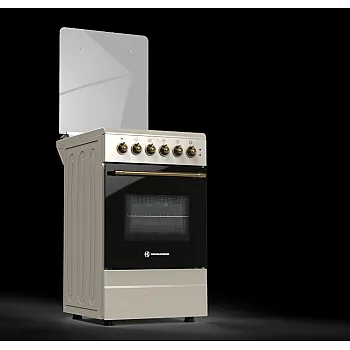 Novacook T50GE RETRO kombinált tűzhely, 46L, szikragyújtás, fém dísztető, 50x60x87 cm, retro bézs szín 