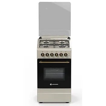 Novacook T50GE RETRO kombinált tűzhely, 46L, szikragyújtás, fém dísztető, 50x60x87 cm, retro bézs szín 