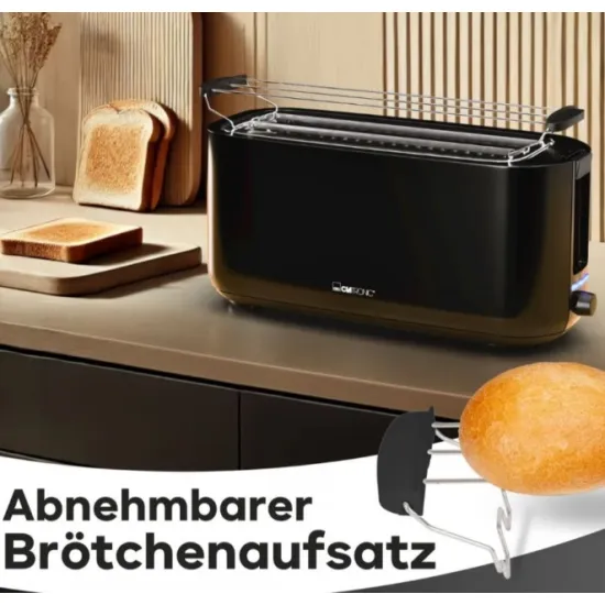 Clatronic TA3802 fekete 4 szeletes hosszú nyílású kenyérpirító
