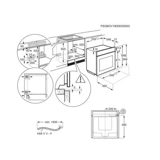 AEG TA5PB531AB beépíthető sütő, 71L, Wifi, pirolitikus tisztítás, 59.5x56.7x59.4 cm, fekete szín 