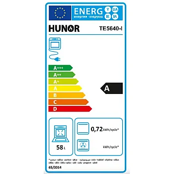 Hunor TE5640-I kombinált tűzhely, 58L, szikragyújtás,fém dísztető, 10 sütőfunkció, 49.5x59x83 cm, inox szín 