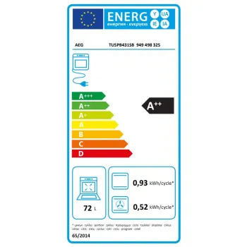 AEG TU5PB431SB beépíthető sütő, 72L, Wifi, pirolitikus tisztítás, 59.4x56.8x59.5 cm, fekete szín 