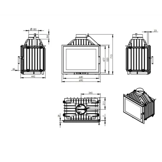 Nordflam Torn Lux Eko Standard beépíthető kandallóbetét 14kW 