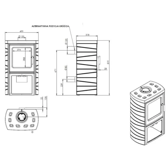 Nordflam Tromso öntvény kandalló szürke kerámia csempe borítással 5,7kW