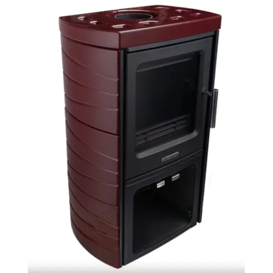 Nordflam Tromso öntvény kandalló bordó kerámia csempe borítással 5,7kW