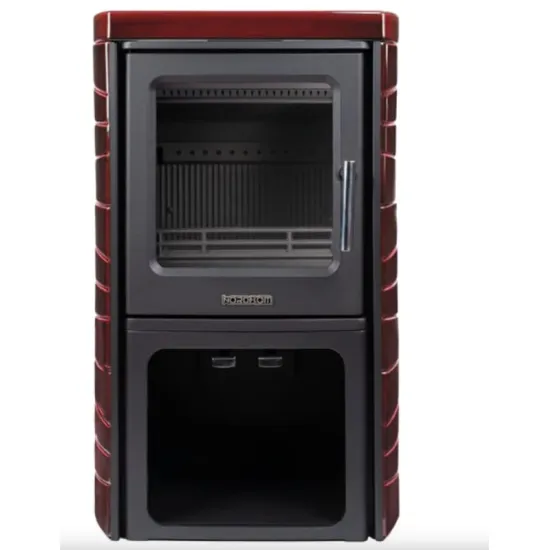 Nordflam Tromso öntvény kandalló bordó kerámia csempe borítással 5,7kW