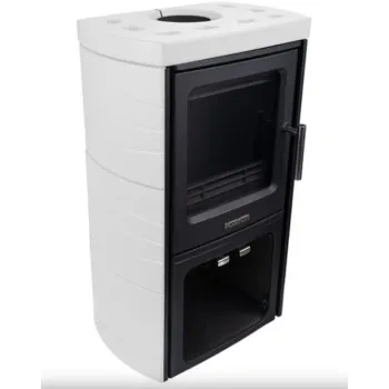 Nordflam Tromso öntvény kandalló fehér kerámia csempe borítással 5,7kW