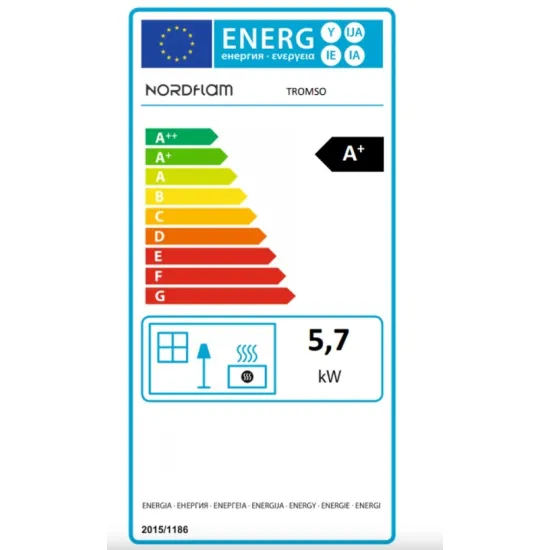 Nordflam Tromso öntvény kandalló fehér kerámia csempe borítással 5,7kW
