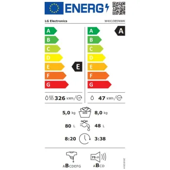 LG W4X1085NWK mosó-szárítógép, 8/5 kg, inverter motor, 60x59x85 cm