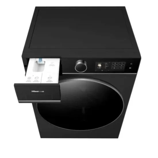 Hisense WF5I1045BBQ elöltöltős mosógép, 10.5 kg, gőz, Wifi, 59.5x55x84.5 cm, fekete szín 