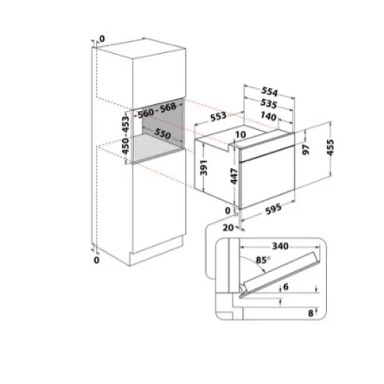Whirlpool WMW54HMB beépíthető mikrohullámú sütő, 40L, 900W, 59.5x56x45.5 cm, fekete szín 