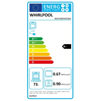 Whirlpool WOI5S8HM2SBA beépíthető sütő, 73L, 6. Érzék technológia előre beállított receptek, 59.5x56.4x59.7 cm, fekete szín 