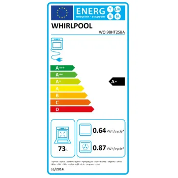 Whirlpool WOI98HT2SBA beépíthető sütő, 73L, 6. Érzék technológia előre beállított receptek, 59.5x56.4x59.7 cm, fekete szín 