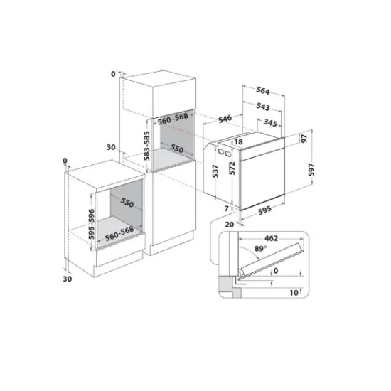 Whirlpool WOI98HT2SBA beépíthető sütő, 73L, 6. Érzék technológia előre beállított receptek, 59.5x56.4x59.7 cm, fekete szín 