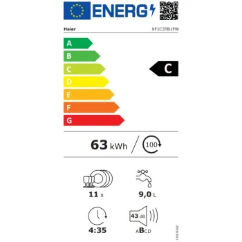Haier XF1C3TB1FW mosogatógép, 11 teríték, inverter motor, 3 kosár, Wifi, automatikus ajtónyitás, 44.8x60.5x84.6 cm