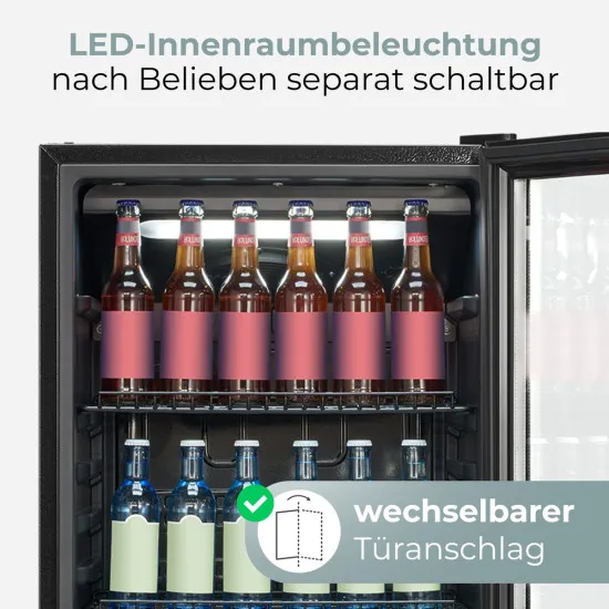 Bomann KSG 7292 üvegajtós italhűtő, 236L, 55x55x143 cm, fekete szín 