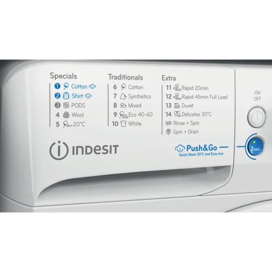 Indesit BWE 71295X WSV EE elöltöltős mosógép, 7 kg, inverter motor, 59.5x57.5x84.5 cm