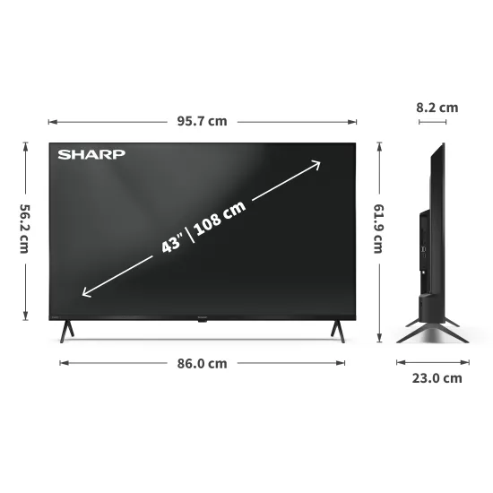 Sharp 43HP5265E 4K UHD Smart QLED TV, 43", 109.22 cm