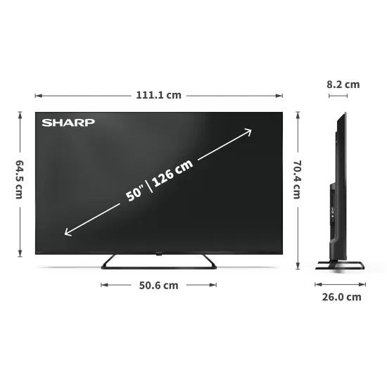Sharp 50HP6265E 4K UHD Smart QLED TV, 50", 127 cm 