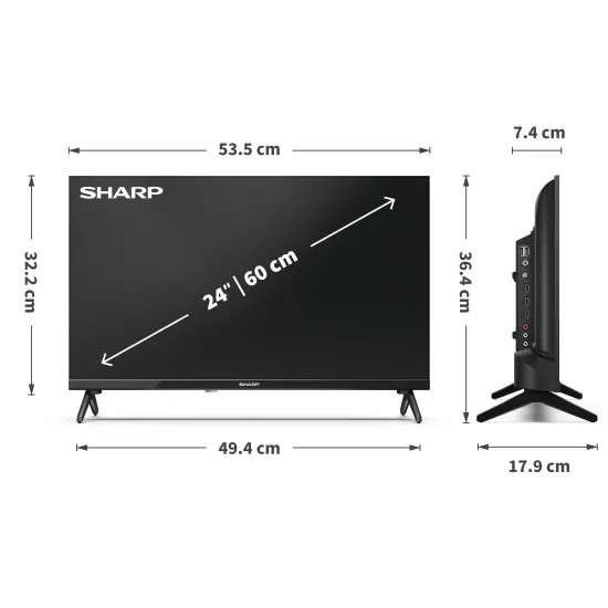 Sharp 24HA1205E HD Ready LED TV, 24", 60.96 cm 